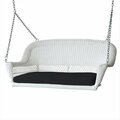 Propation White Wicker Porch Swing With Black Cushion PR330837
